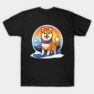 Mighty Shiba Snowboarder T-Shirt